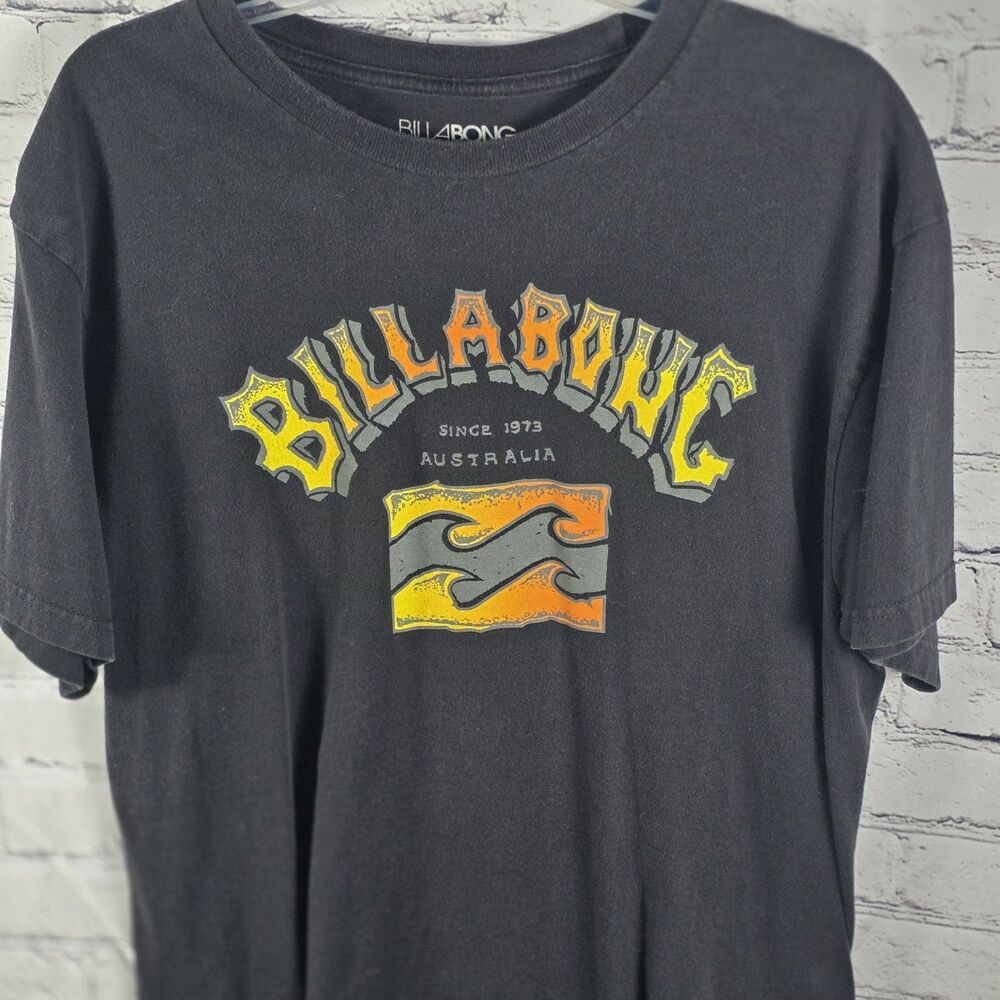 Billabong Men's Large Black Orange Graphic Print Short Sleeve T-Shirt - Picture 2 of 8